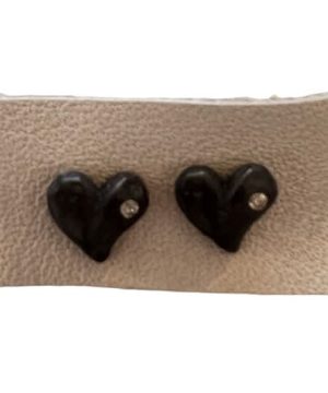 Patina Heart Studs with Diamonds